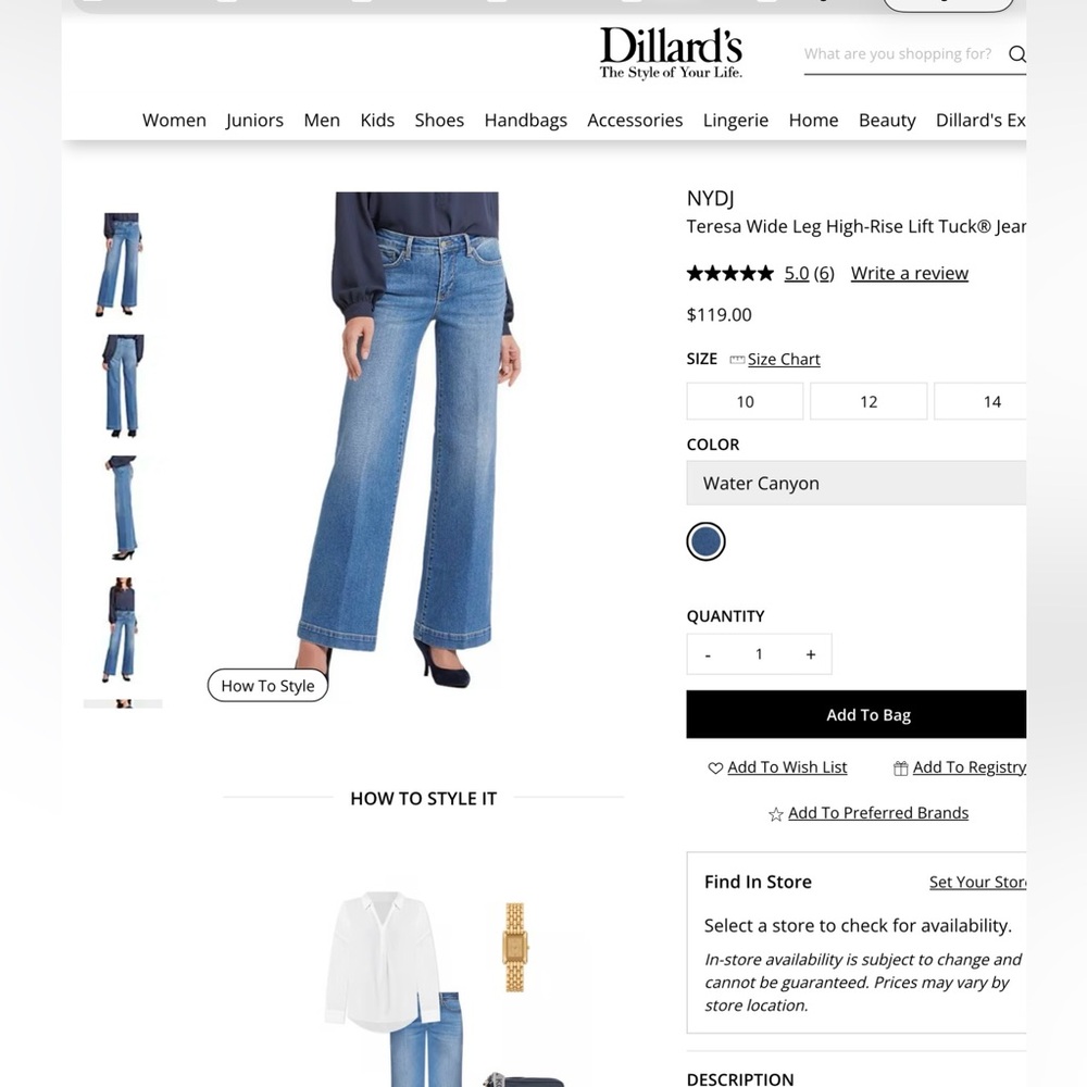 NYDJ Teresa wide leg jeans 8 EUC